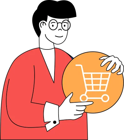 Businessman is doing online shopping  Illustration