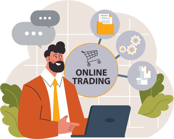 Businessman is doing online trading  Illustration