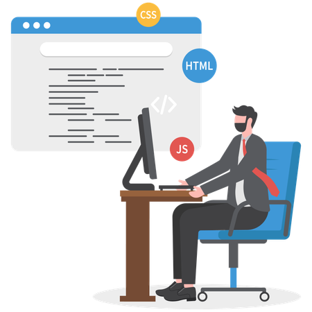 Businessman is doing programming  Illustration