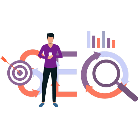 Businessman is doing seo search  Illustration