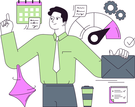 Businessman is doing task management  Illustration
