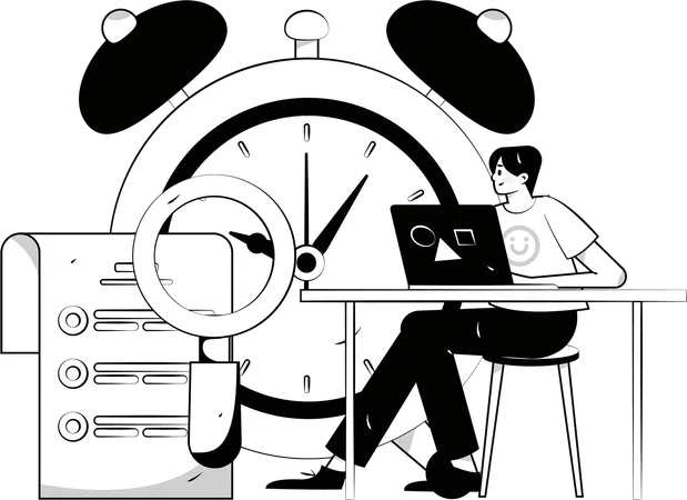 Businessman is doing time management  Illustration