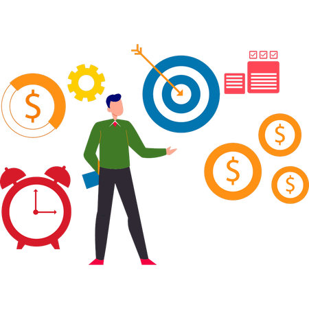 Businessman is doing time management  Illustration