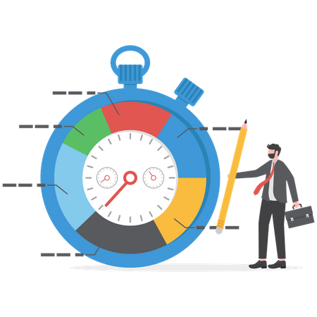 Businessman is doing time management to achieve goals  Illustration