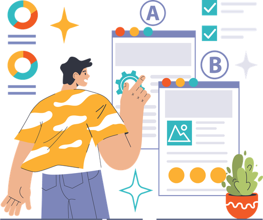 Businessman is doing web analysis  Illustration