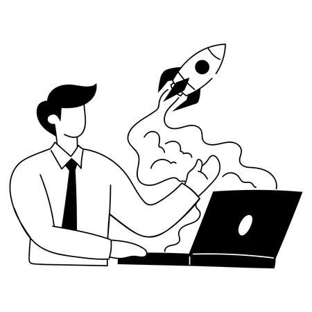 Businessman is doing web launch  Illustration