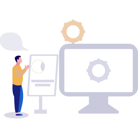 Businessman is doing web monitoring  Illustration