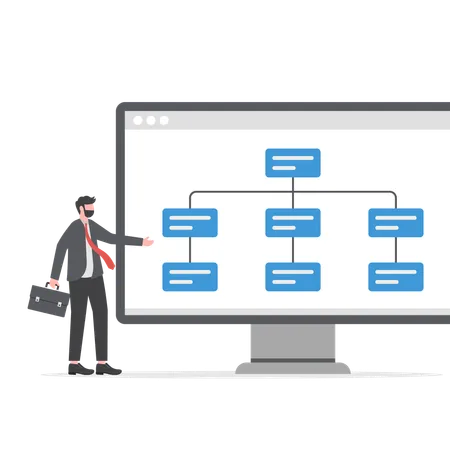 Businessman is doing workflow management  Illustration