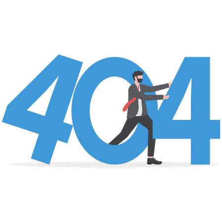 Businessman is encountering 404 error  Illustration