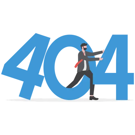 Businessman is encountering 404 error  Illustration