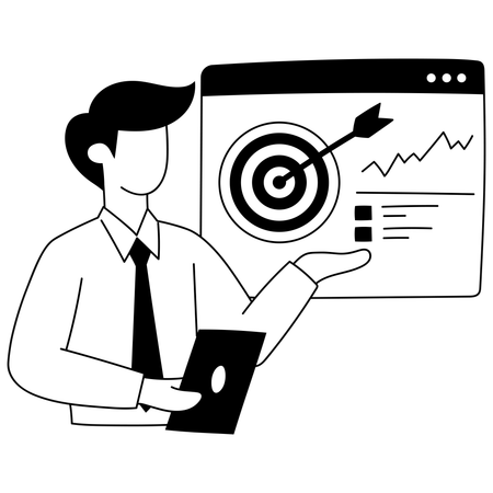 Businessman is encouraging employees to achieve business target  Illustration