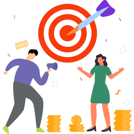 Businessman is encouraging employees to achieve target  Illustration
