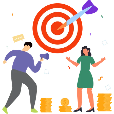 Businessman is encouraging employees to achieve target  Illustration
