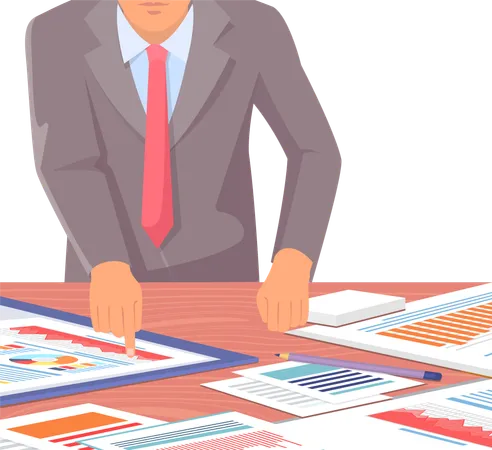 Businessman is explaining business strategies  Illustration