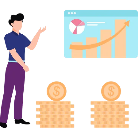 Businessman is explaining economic data  Illustration