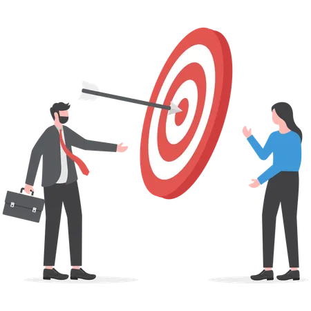 Businessman is explaining target to employee  Illustration