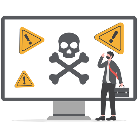 Businessman is facing cyber crime  Illustration