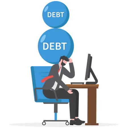 Businessman Is Facing Debts Burden Illustration