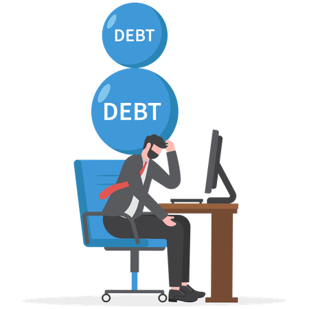 Businessman is facing debts burden  Illustration