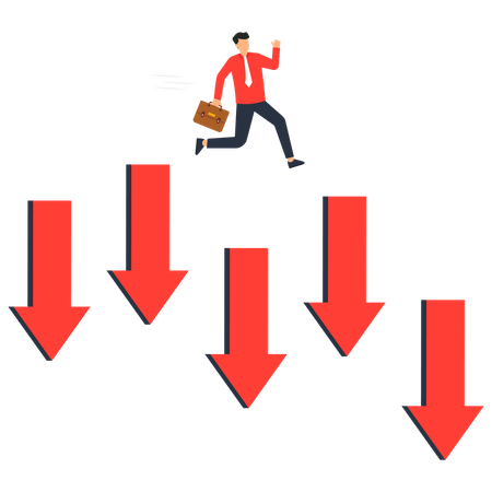 Businessman is facing market drop situation  Illustration