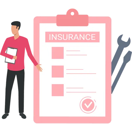 Businessman is filling insurance form  Illustration