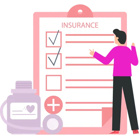 Businessman is filling insurance form  Illustration