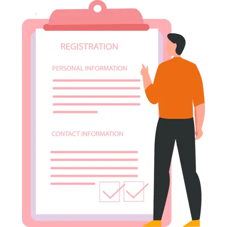 Businessman is filling registration form  Illustration