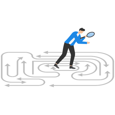 Businessman is finding correct path  Illustration