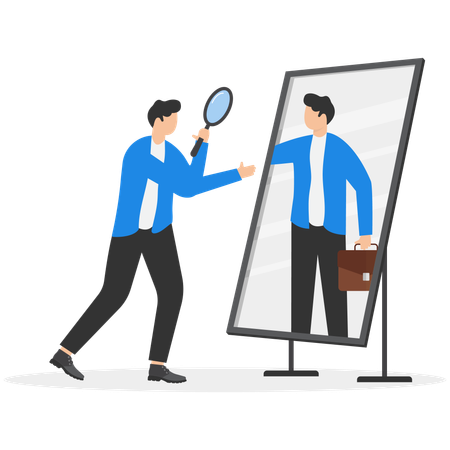 Businessman is finding himself in mirror  Illustration