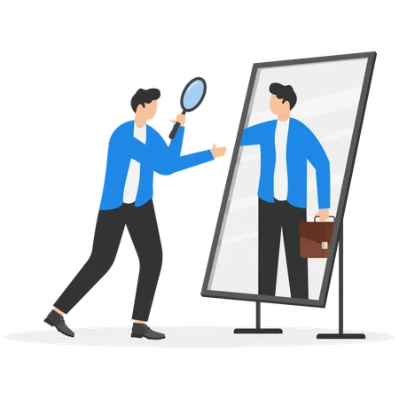 Businessman is finding himself in mirror  Illustration