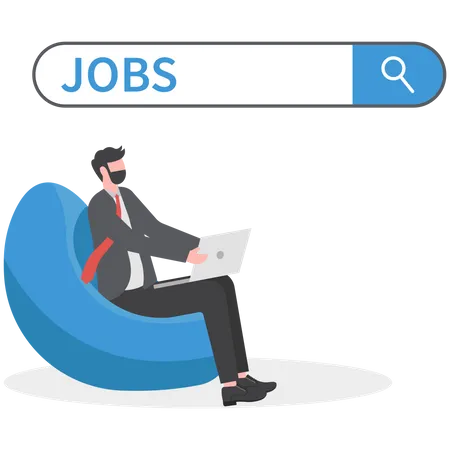 Businessman Is Finding New Jobs Illustration
