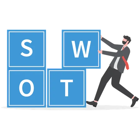 Businessman is following SWOT concept  Illustration