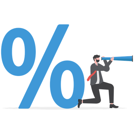 Businessman is forecasting his profit percentages  Illustration