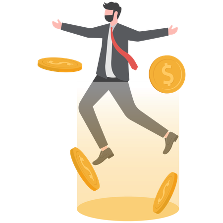 Businessman is gathering all his money  Illustration