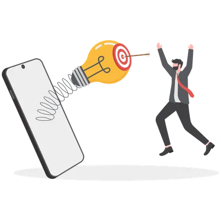 Businessman is getting idea from smartphone  Illustration