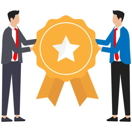 Businessman is giving honor badge to employee  Illustration
