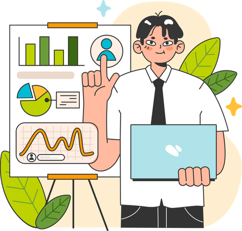 Businessman is giving presentation  Illustration