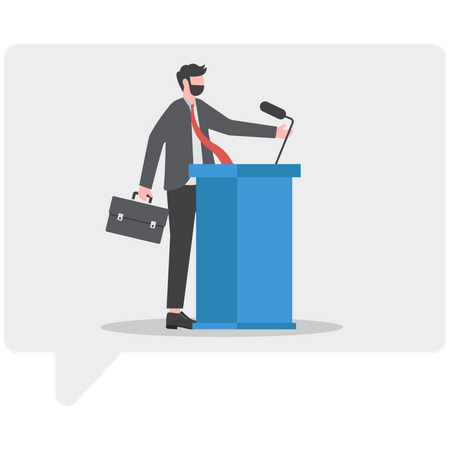 Businessman is giving presentation to employees  Illustration
