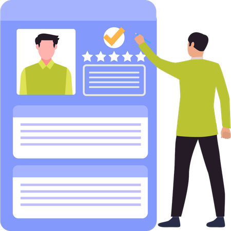 Businessman is giving rating to employee  Illustration