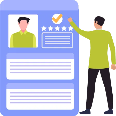 Businessman is giving rating to employee  Illustration