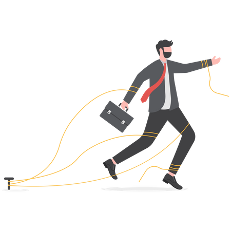 Businessman is hanged around by business problems  Illustration