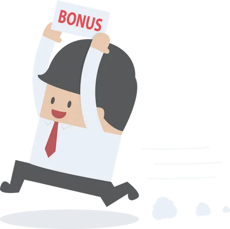 Businessman is happy because he got bonus money  Illustration