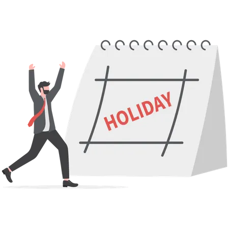 Businessman is happy for holiday  Illustration