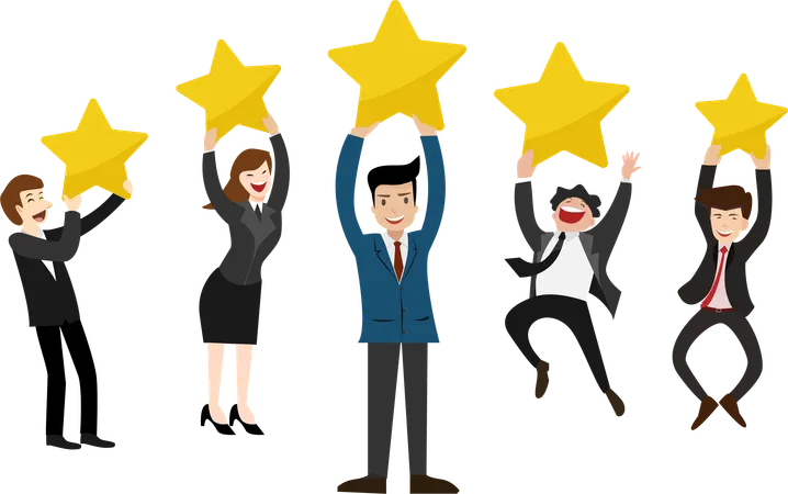 Businessman is happy receiving 5 stars  Illustration