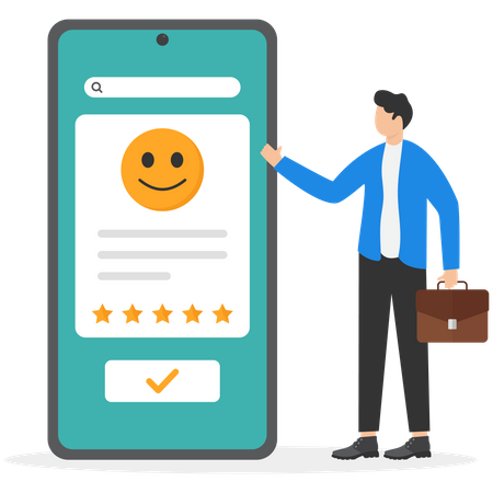 Businessman is happy to see highest rating  Illustration