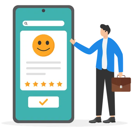 Businessman is happy to see highest rating  Illustration