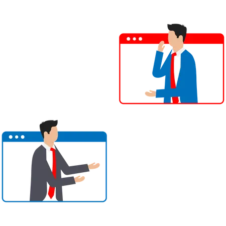 Businessman is having online meeting with an employee  Illustration