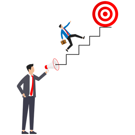 Businessman is helping employee in achieving target  Illustration
