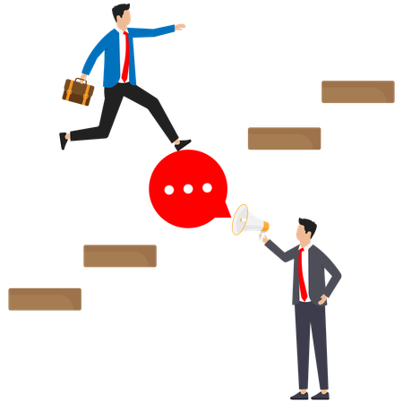 Businessman is helping employee to achieve target  Illustration