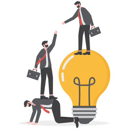 Businessman is helping his team to get creative idea  Illustration